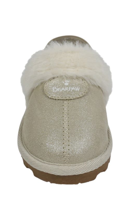 Bearpaw Girl's Faux Fur Trim Flats In Champagne Glitter