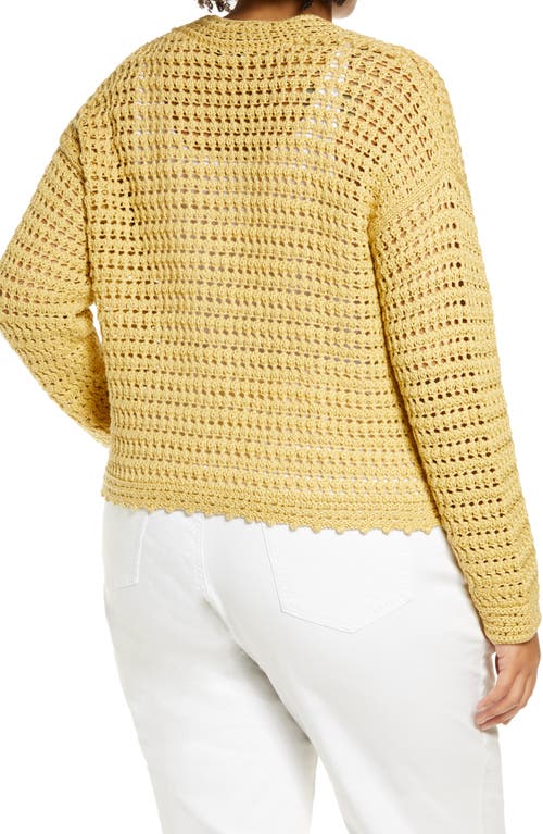 Vince Crochet Cropped Cardigan In Warm Sand