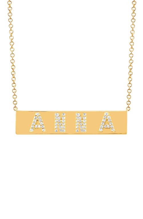 EF Collection 4 Letter Diamond Nameplate Customizable Pendant Necklace in 14K Yellow Gold at Nordstrom, Size 16