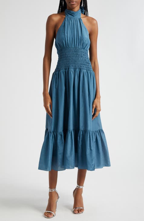 Dover Cotton & Silk Halter Midi Dress