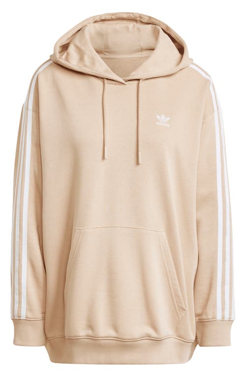 Shop Adidas Originals Adidas Adicolor 3-stripes Oversize Hoodie In Magic Beige