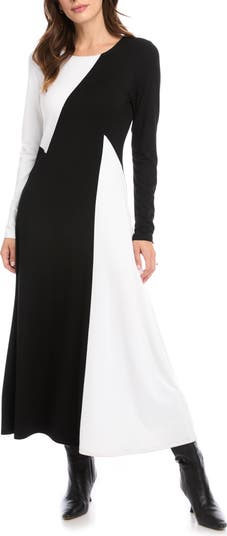 Karen Kane Long Sleeve Colorblock Maxi Dress | Nordstrom