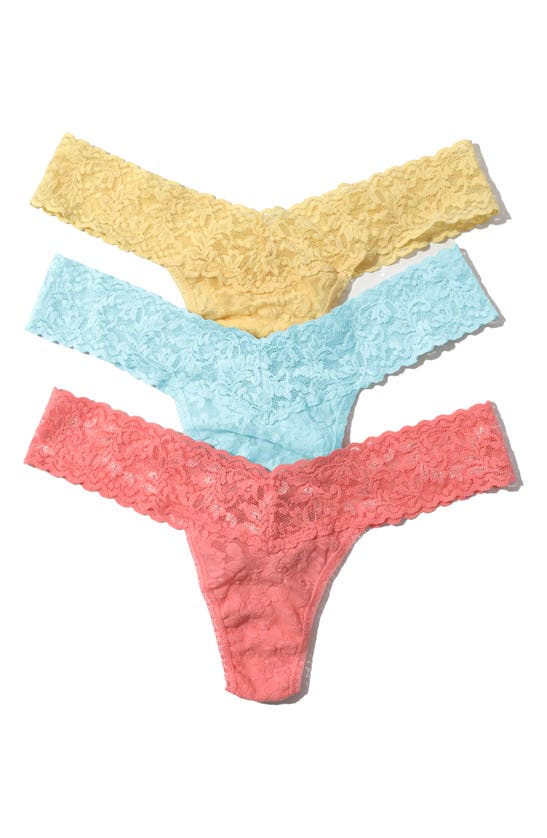 Shop Hanky Panky Assorted 3-pack Low Rise Thongs In Buttercup, Celeste Blue, Balle