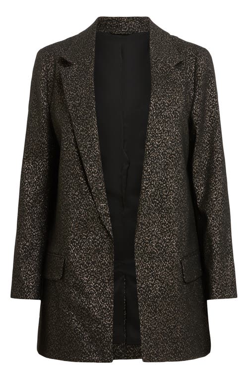 Shop Allsaints Aleida Lux Metallic Open Front Blazer In Black/gold