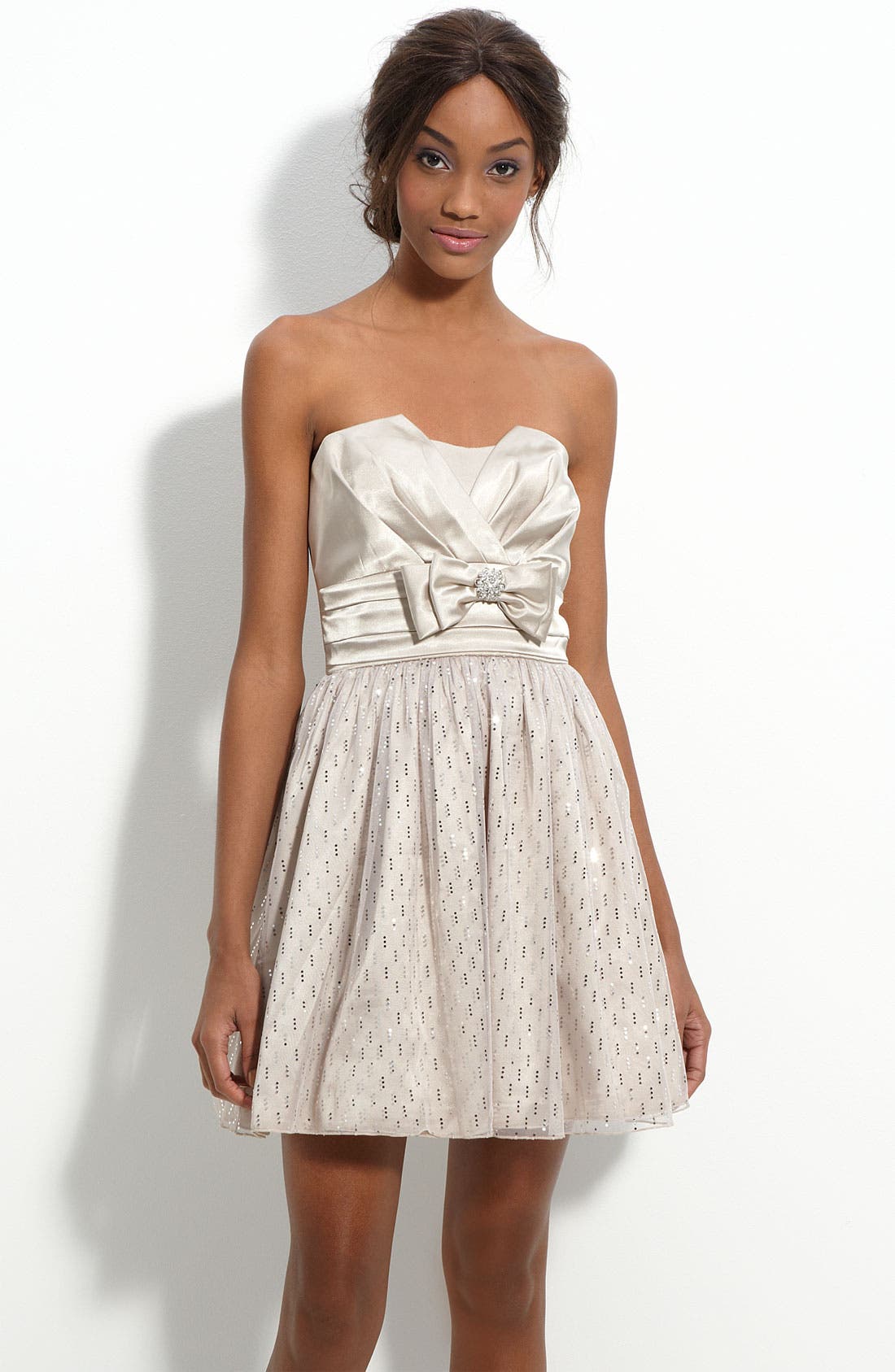Trixxi Mesh Overlay Party Dress (Juniors) Nordstrom