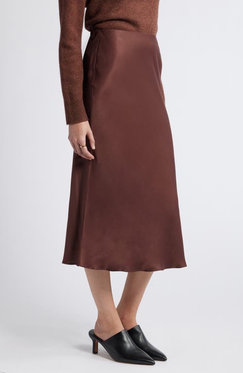 Shop Nordstrom Bias Cut Satin Skirt In Brown Malicacia