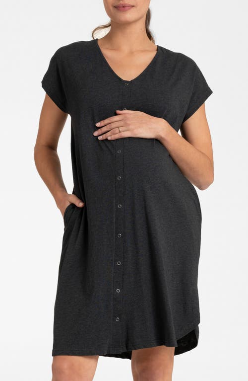 Hospital Bag Maternity/Nursing Labor Nightgown in Charcoal