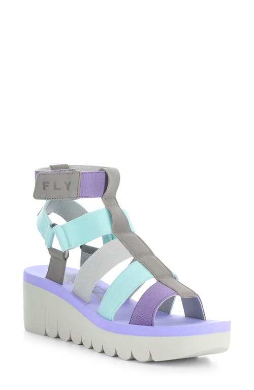 Fly London Yufi Platform Wedge Sandal In Grey/multi Cupid