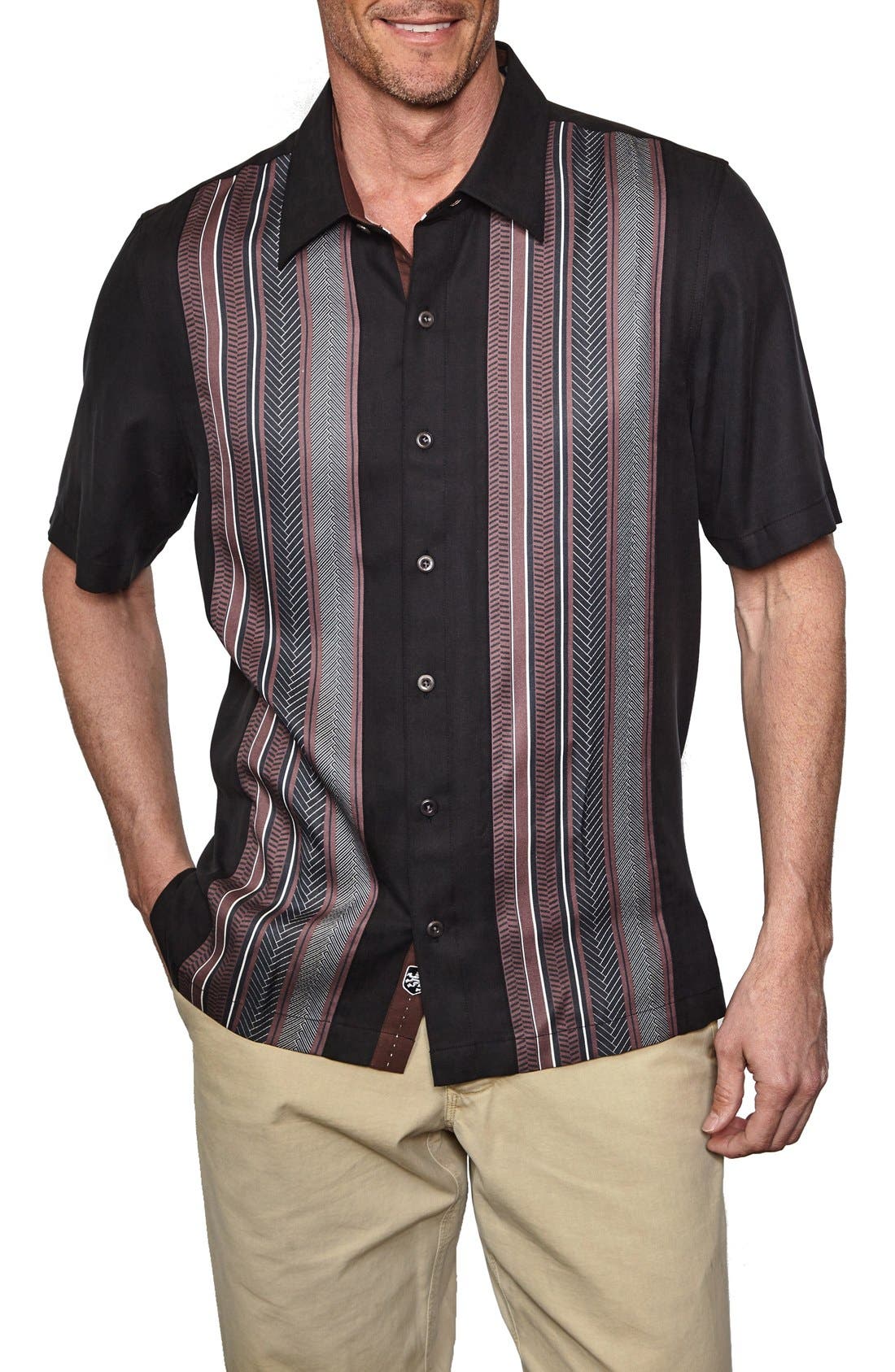 Nat Nast 'Broome' Regular Fit Stripe Silk Camp Shirt Nordstrom