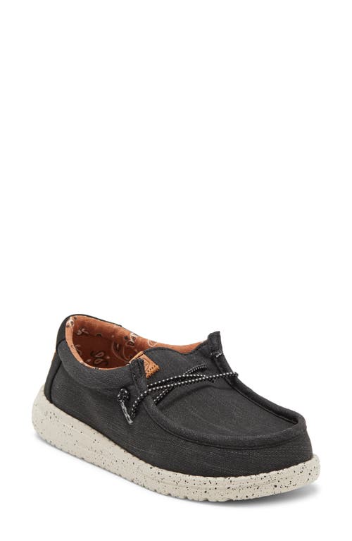 Hey Dude Kids' Wally Washed Canvas Boat Shoe Black at Nordstrom, M