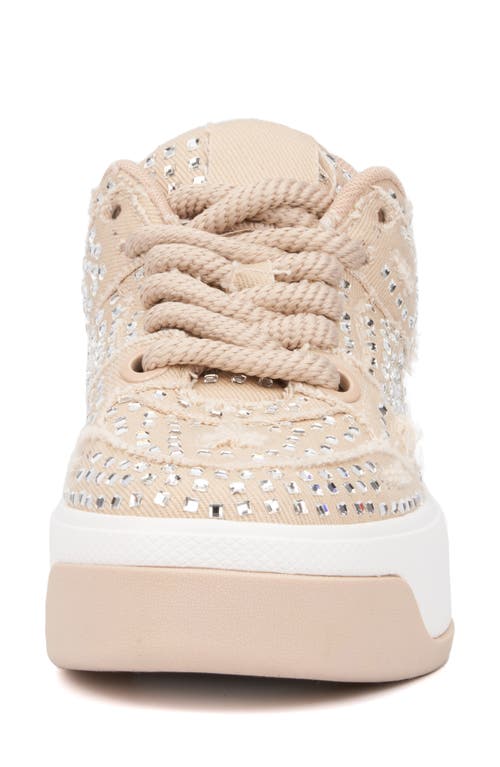 Olivia Miller Lunar Rays Rhinestone Sneaker In Tan