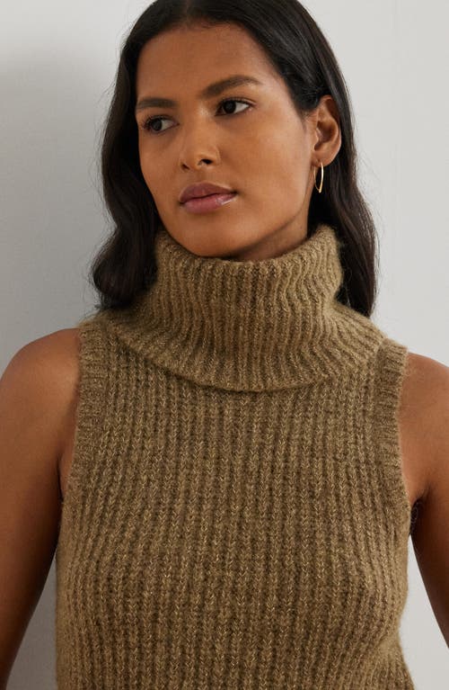 Shop Lauren Ralph Lauren Metallic Sleeveless Turtleneck Sweater In Brown