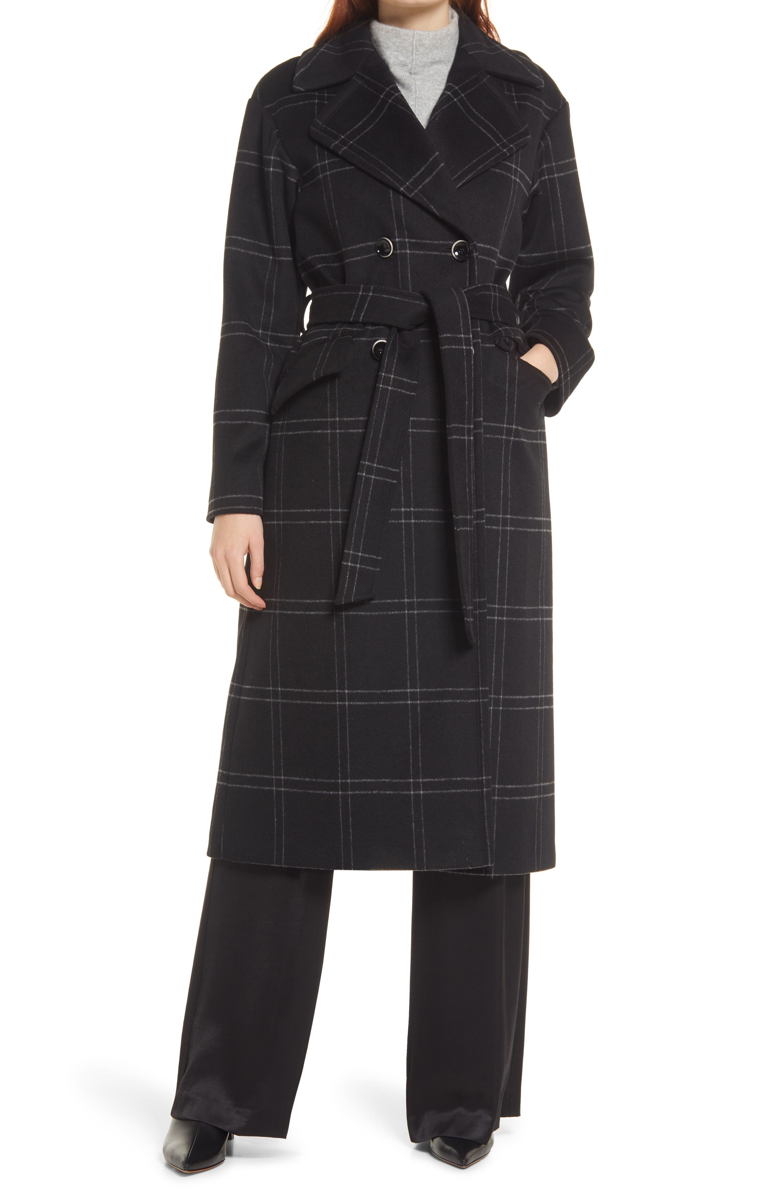 wrap coat plaid