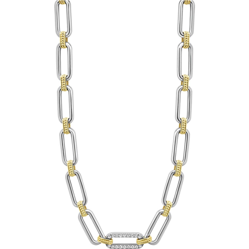 Lagos Signature Caviar Links Chain Necklace In Two-tone