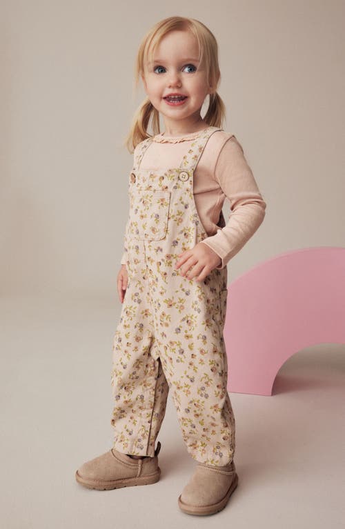 Shop Next Kids' Long Sleeve Cotton T-shirt & Floral Overalls Set In Pink