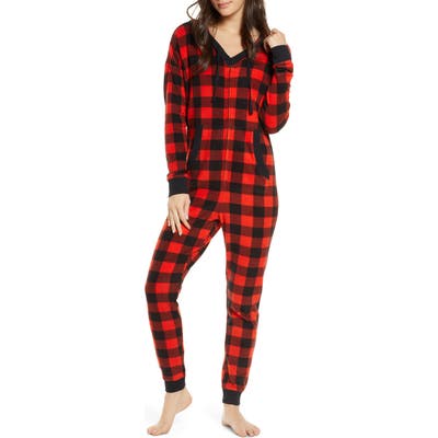 Bp. Microfleece Hooded Jumpsuit Pajamas, Red