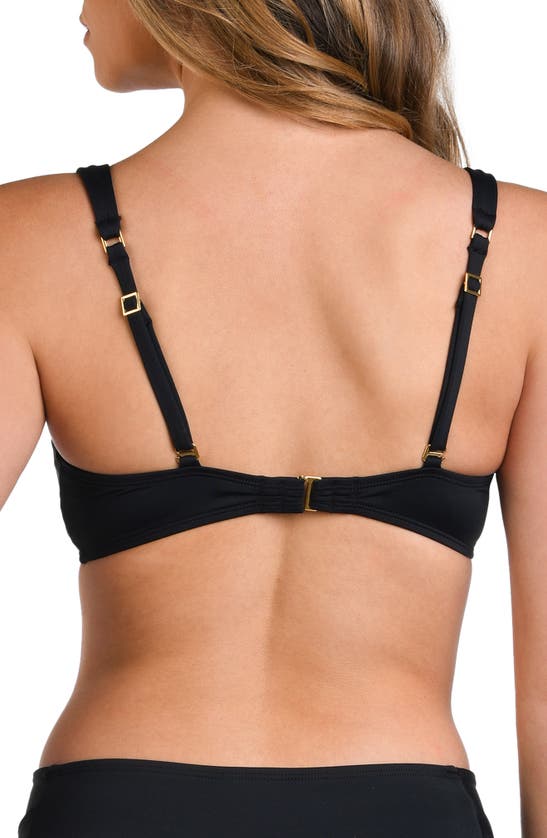 La Blanca Island Goddess V-neck Bikini Top In Black