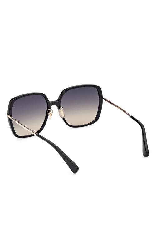 Shop Max Mara 59mm Round Sunglasses In Shiny Black/gradient Smoke