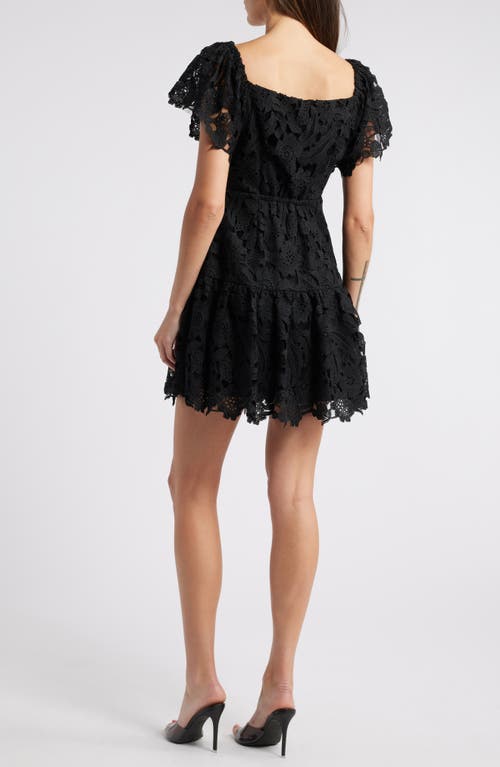 Shop Chelsea28 Flutter Sleeve Lace Minidress In Black