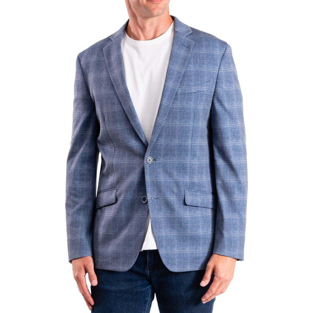 Savile Row Co Blue Plaid Knit Sport Coat In Blue