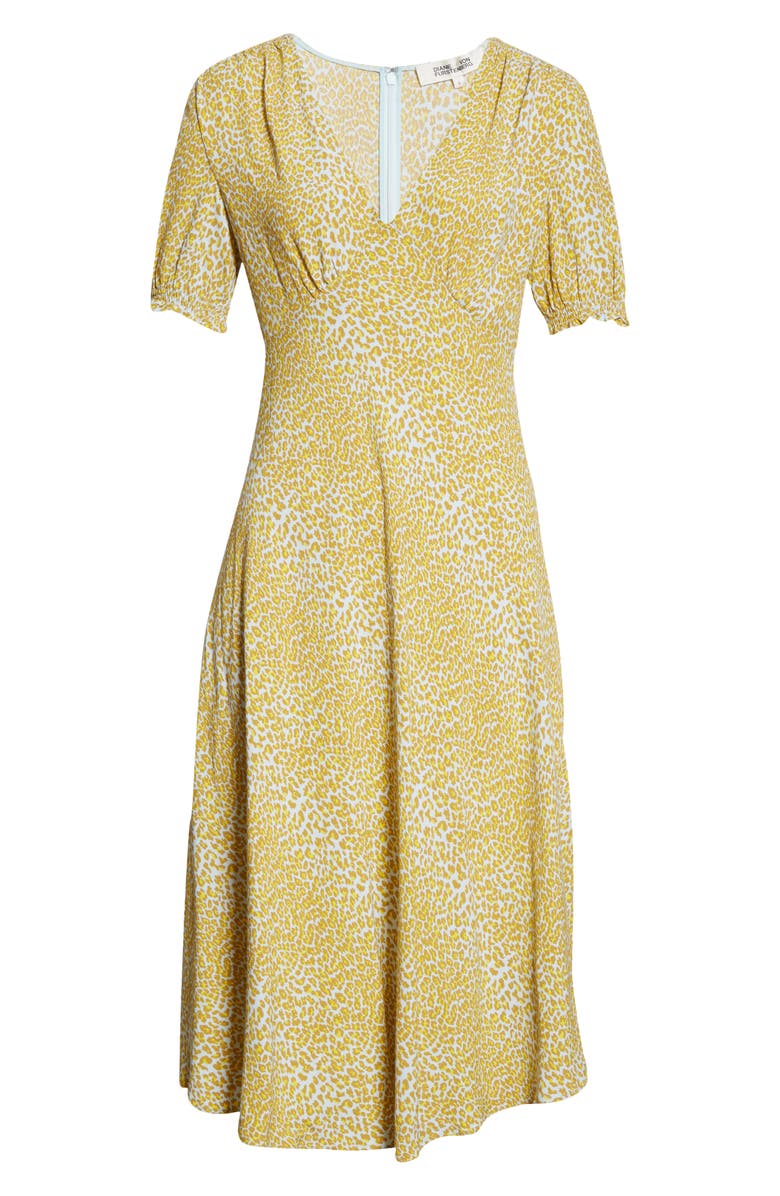 DVF Idris Print V-Neck Dress, Alternate, color, 