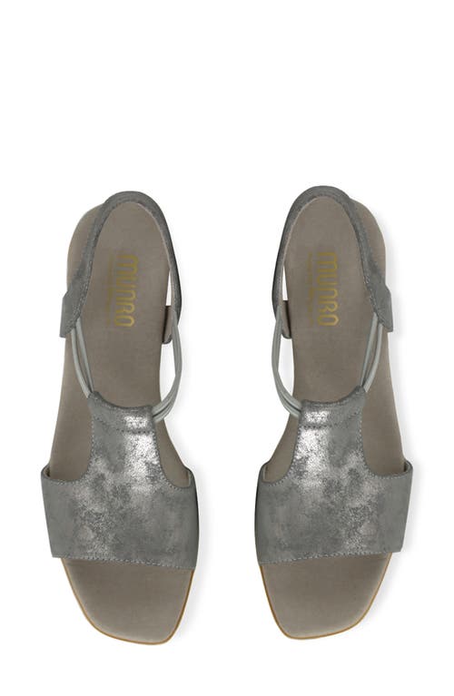 Shop Munro Susan T-strap Sandal In Gunmetal Metallic Suede