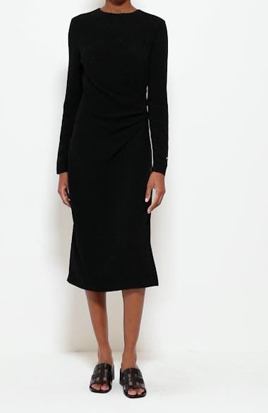 Burberry Aurora Ruched Long Sleeve Cady Midi Dress | Nordstrom