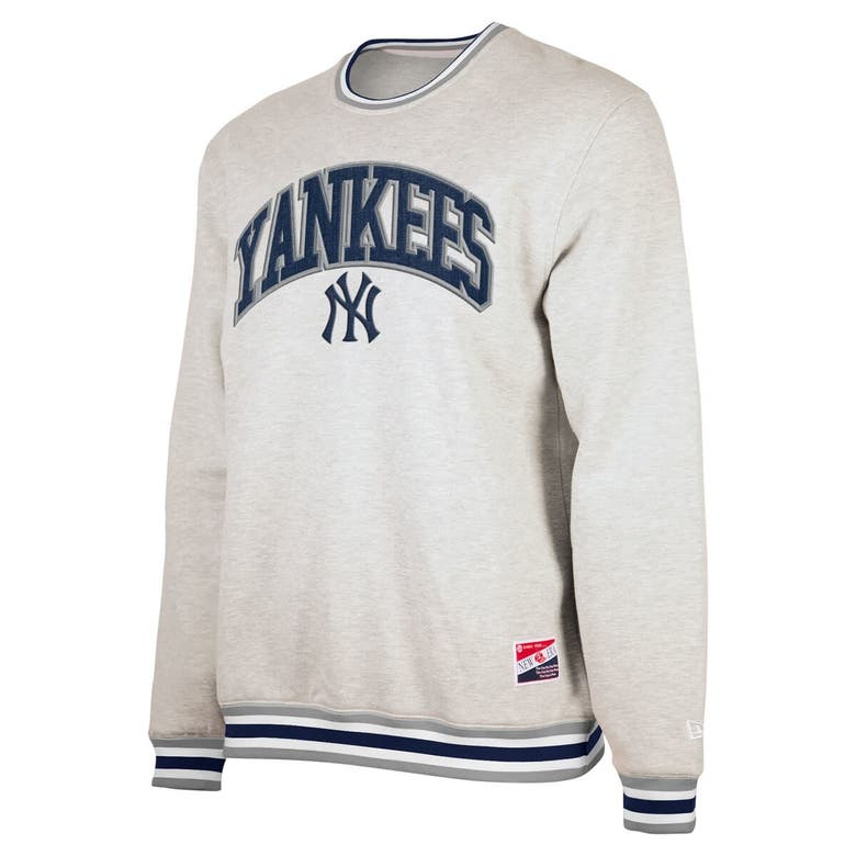 Shop New Era Heather Gray New York Yankees Throwback Classic Pullover Sweatshirt