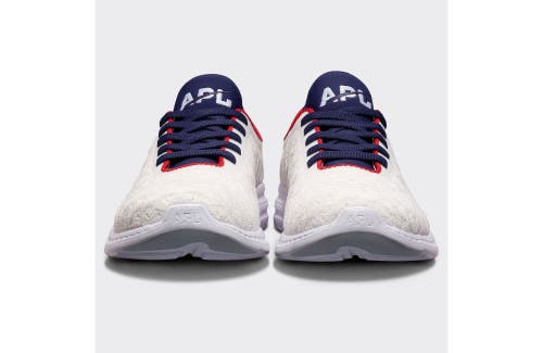 Shop Apl Athletic Propulsion Labs Techloom Phantom Sneakers In White/royal Navy/red