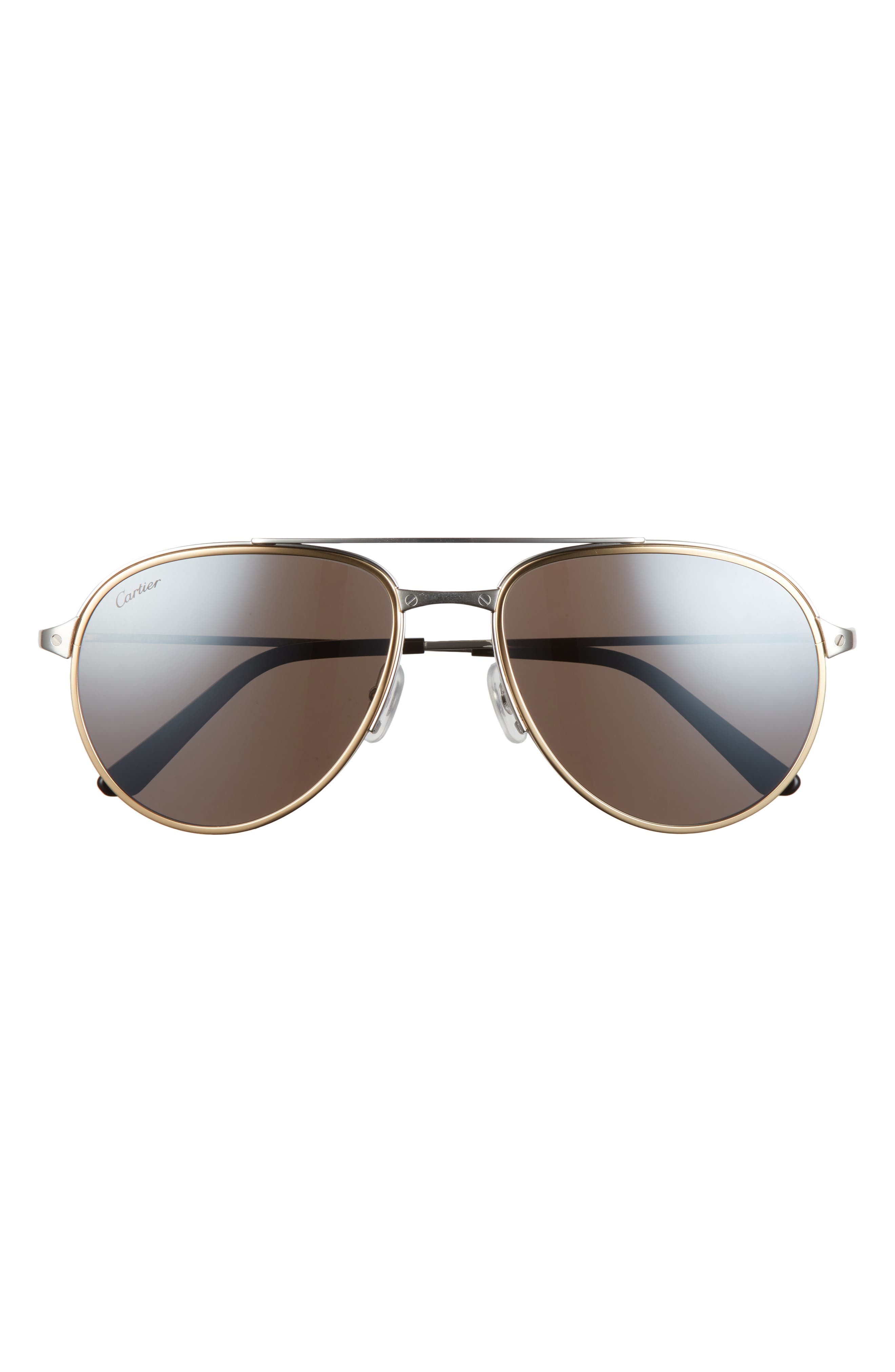 Cartier 58mm Polarized Aviator Sunglasses in Silver at Nordstrom