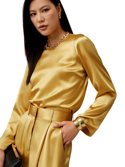 LILYSILK LILYSILK MINIMALIST LONG SLEEVE SILK TOP