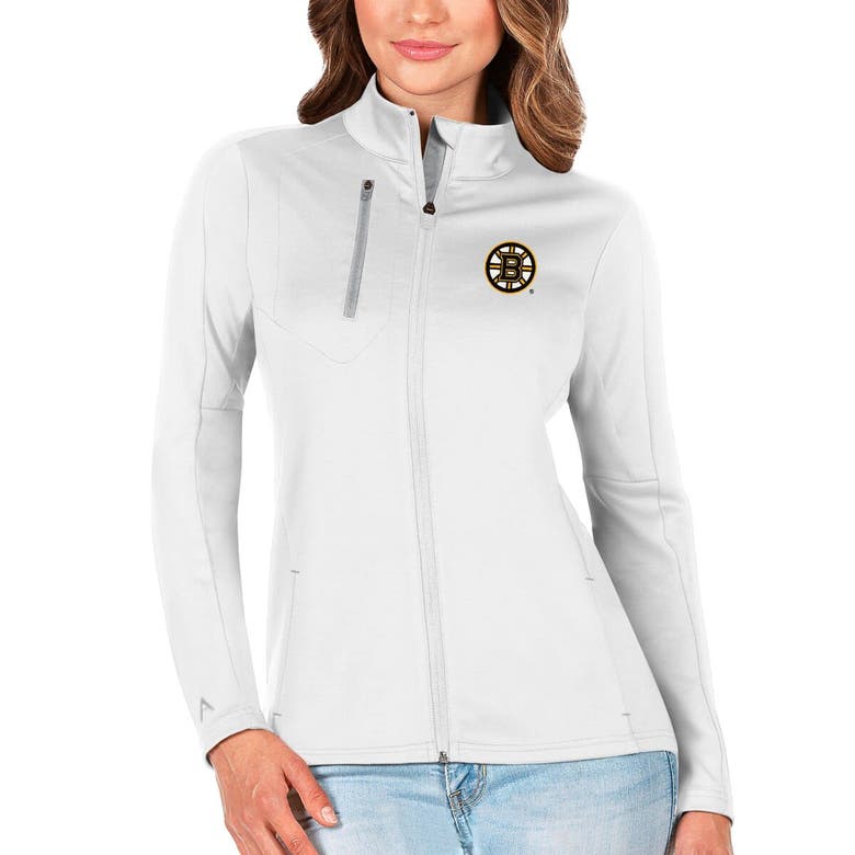 Shop Antigua White/silver Boston Bruins Generation Full-zip Pullover Jacket