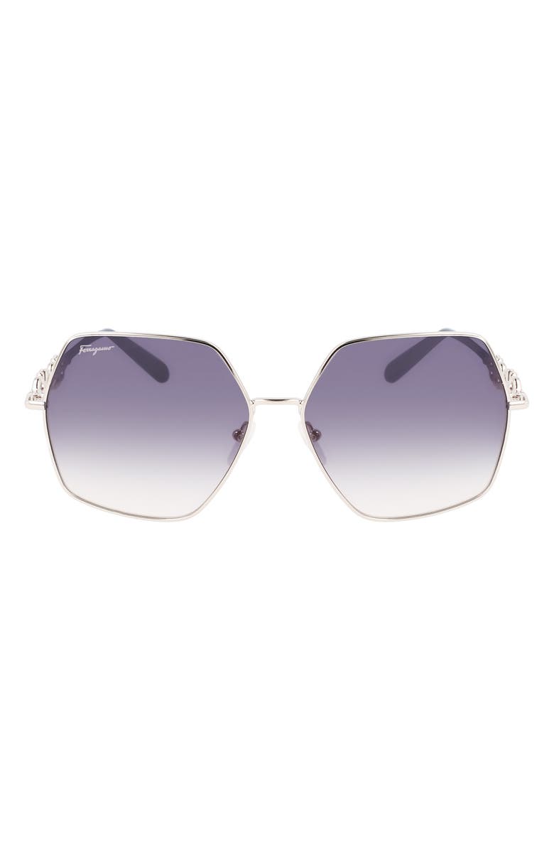 FERRAGAMO Gancini 61mm Gradient Rectangular Sunglasses | Nordstrom