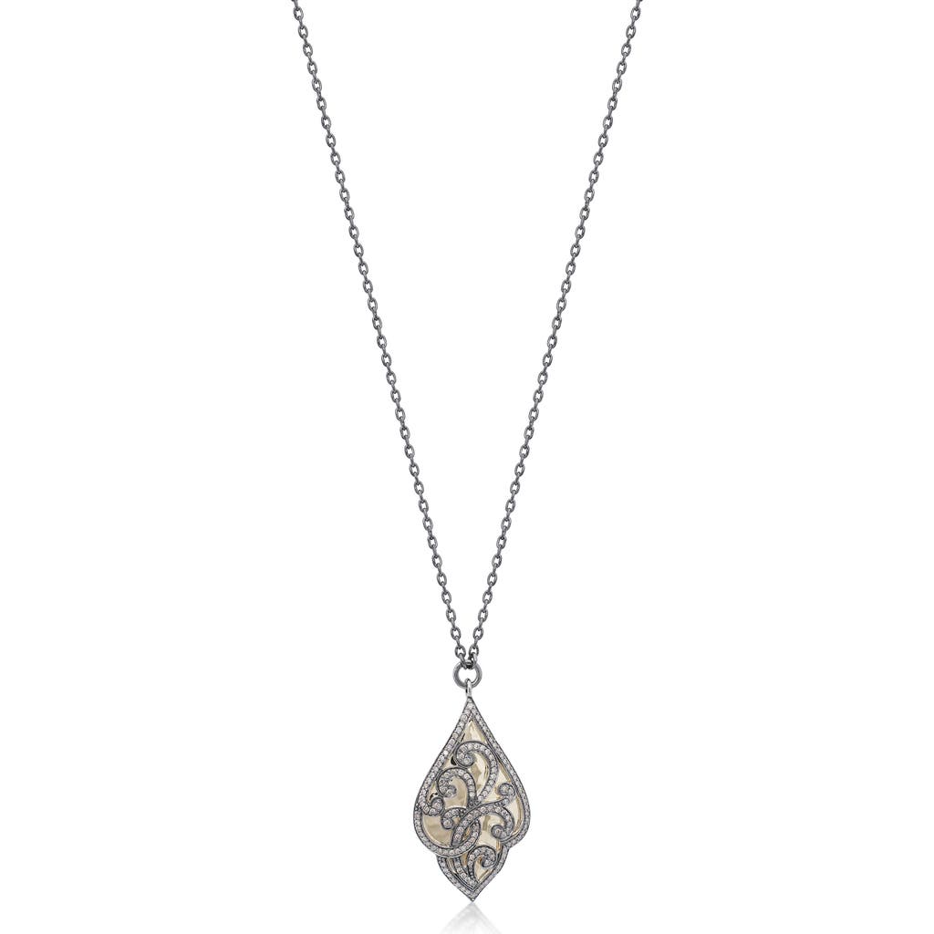 Shop Lois Hill 18k Gold & Sterling Silver Brown Diamond Swirl Pendant Necklace In Gold/silver