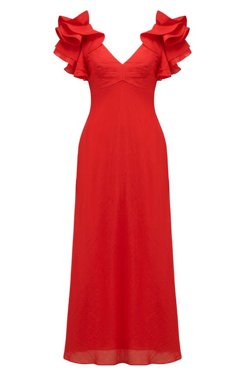 Shop Ever New Rylie Ruffle Shoulder Dress In Red