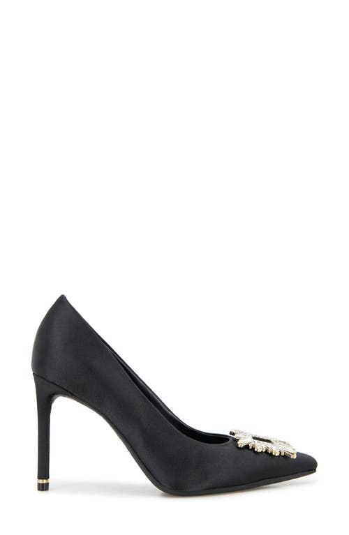Kenneth Cole Quinnly Jewel Pointed Toe Pump In Black Satin