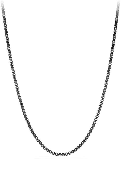 Men's Box Chain Necklace in Darkened Stainless Steel, 4mm