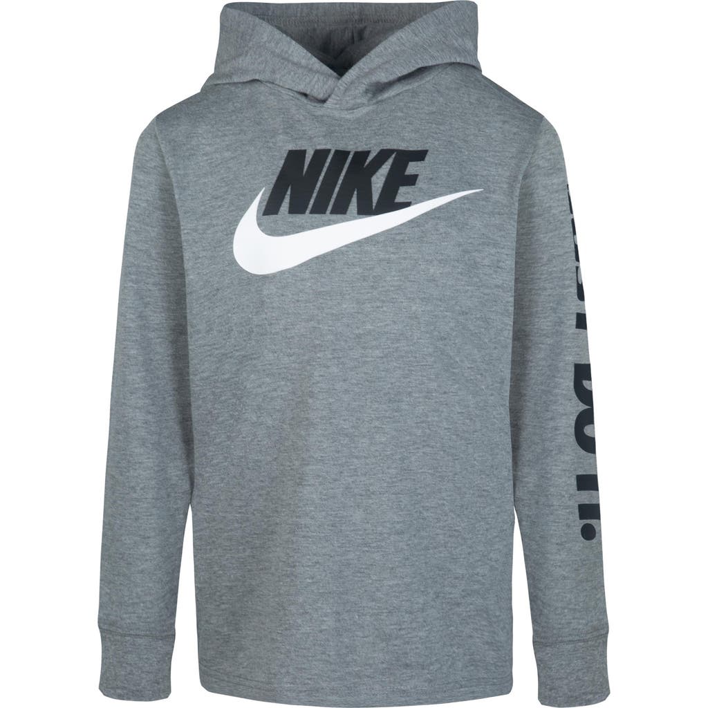 Nike Kids' Futura Hooded Long Sleeve T-shirt In Carbon Heather