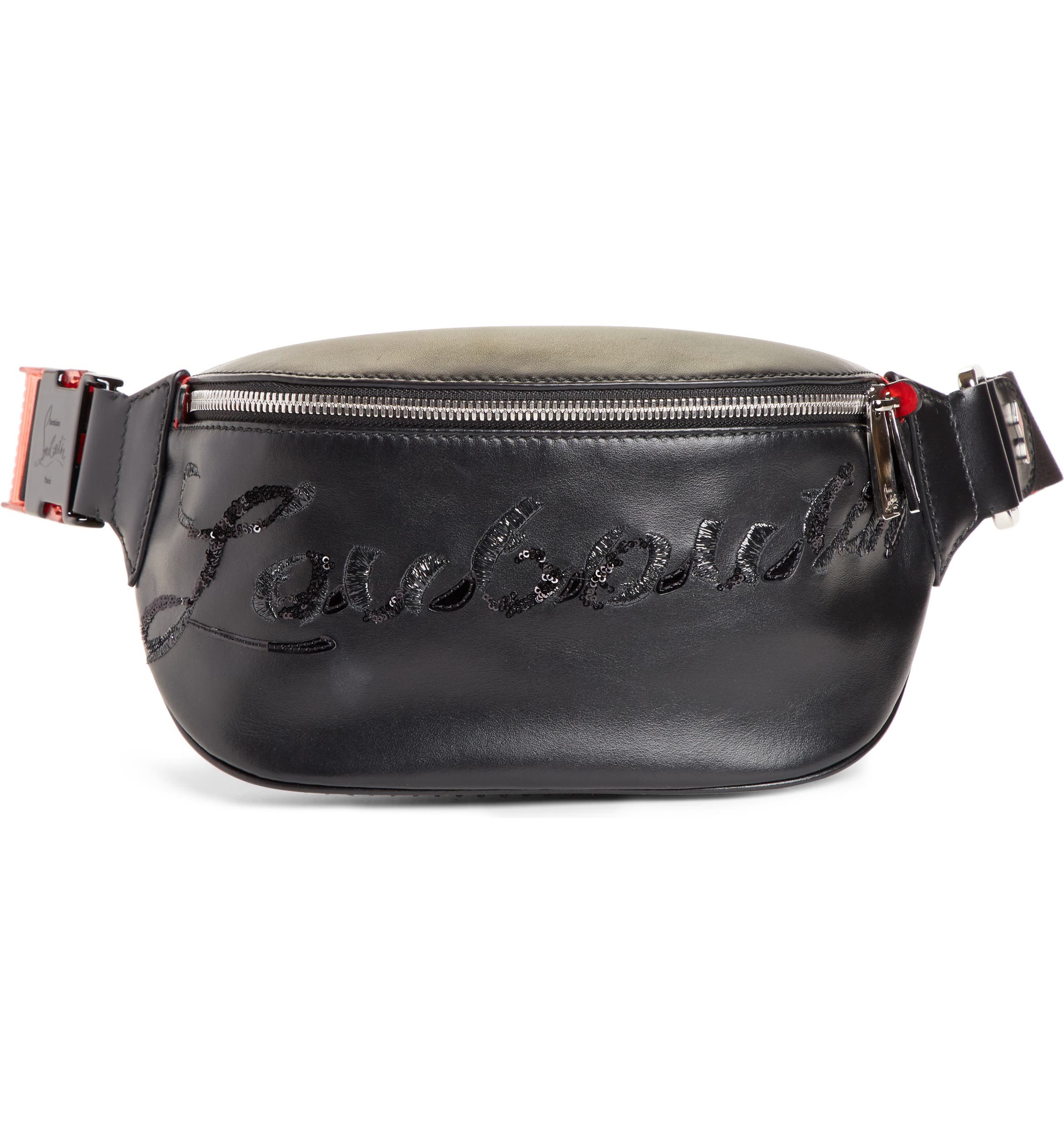 Christian Louboutin Marie Jane Sequin Logo Leather Belt Bag | Nordstrom