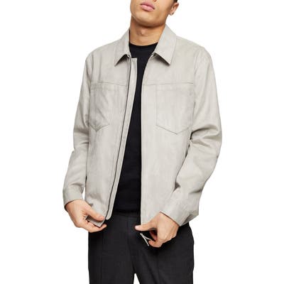 Topman Tommy Classic Fit Faux Suede Zip Shirt Jacket