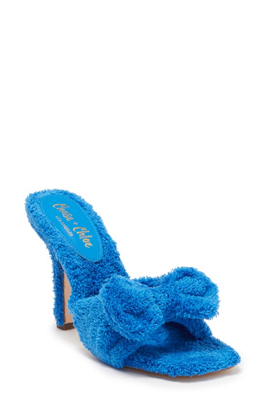 Chase & Chloe Amelie Fleece Spike Sandal In Blue