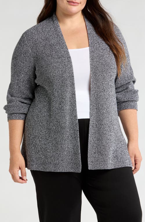 Shop Eileen Fisher Organic Cotton Open Front Cardigan In Black/ivory