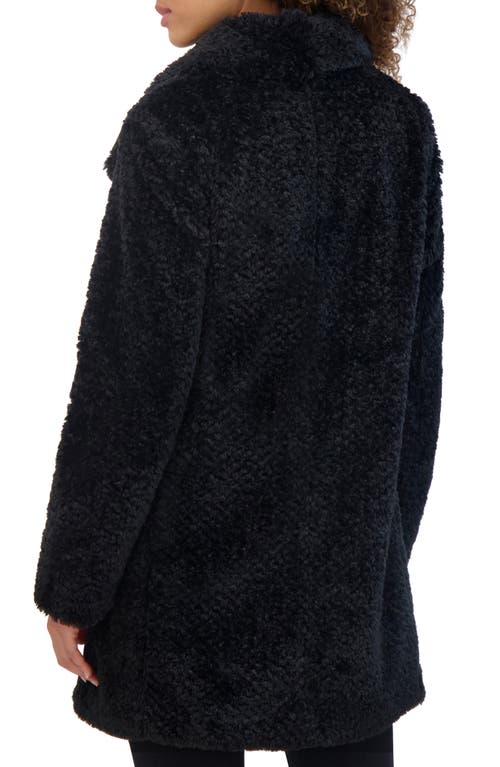 Shop Kenneth Cole Textured Faux Fur Jacket In Black