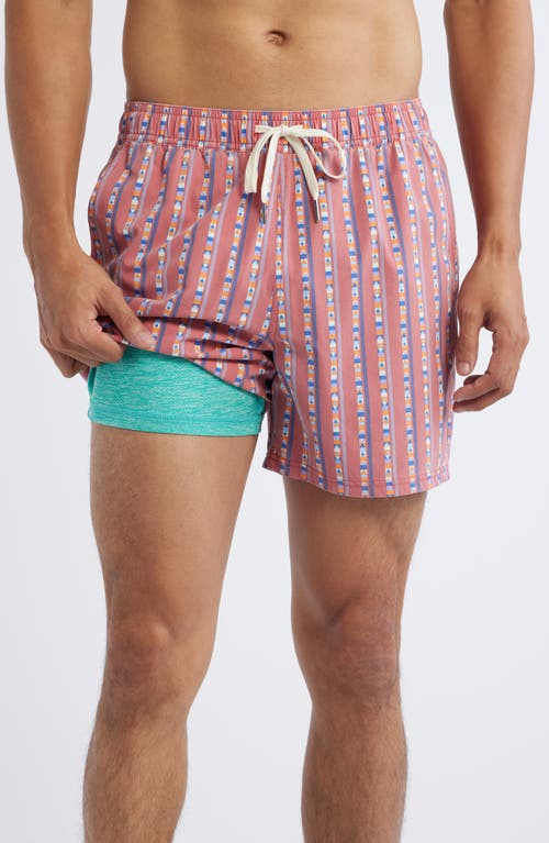 Fair Harbor Bungalow Swim Trunks In Red Sailing Stripe