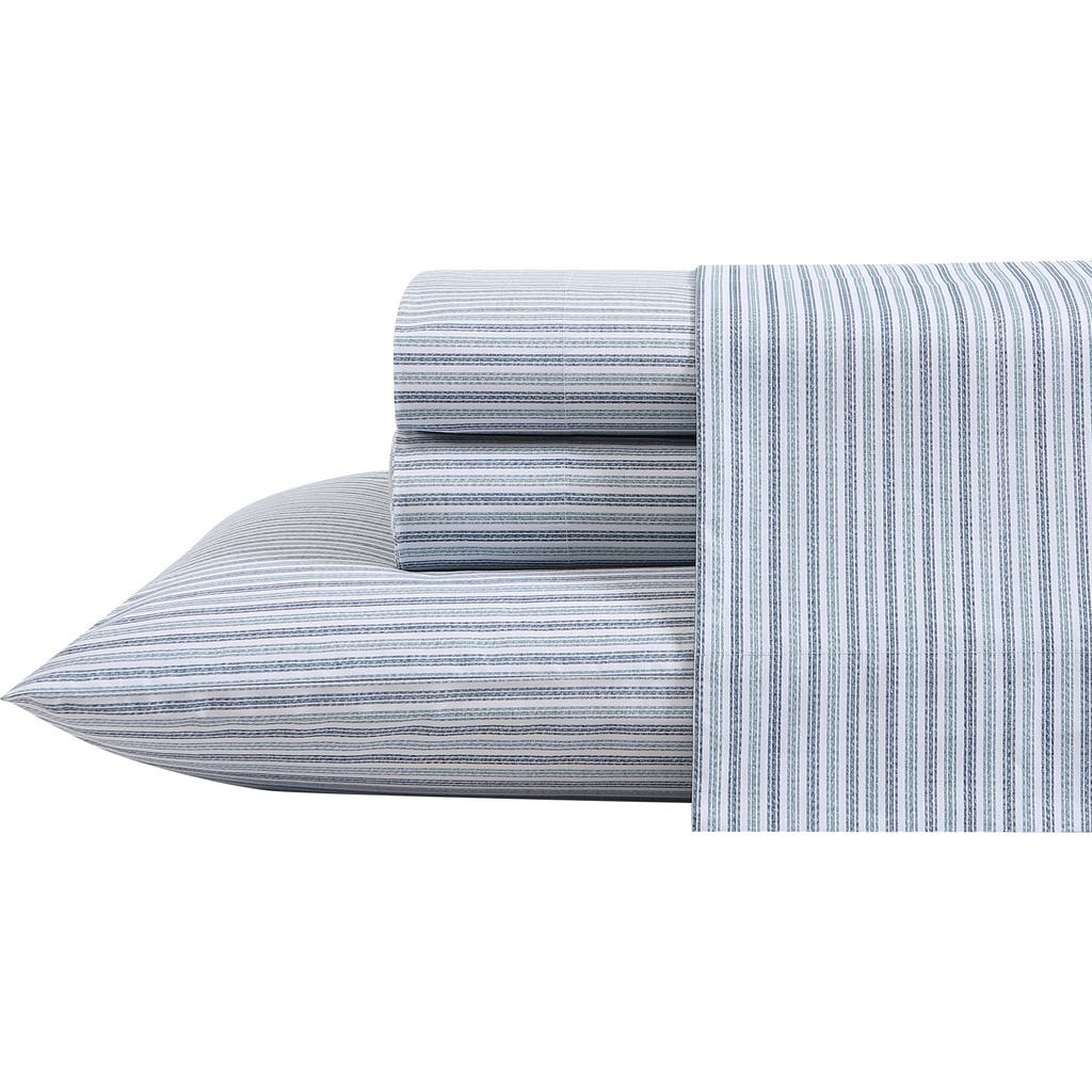 Eddie Bauer Ticking Stripe Percale Sheet Set In Navy
