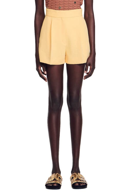 Shop Sandro Ray High Waist Shorts In Yellow Orange