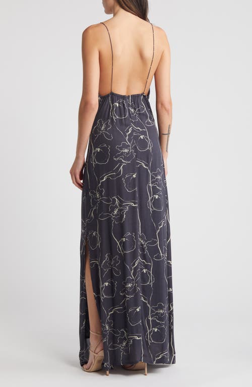 Shop Faithfull The Brand Aureli Maxi Slipdress In Calla Print/charred Navy