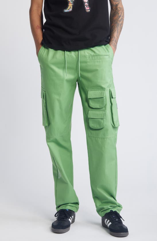 Shop Billionaire Boys Club Terra Cotton Cargo Drawstring Pants In Green Tea