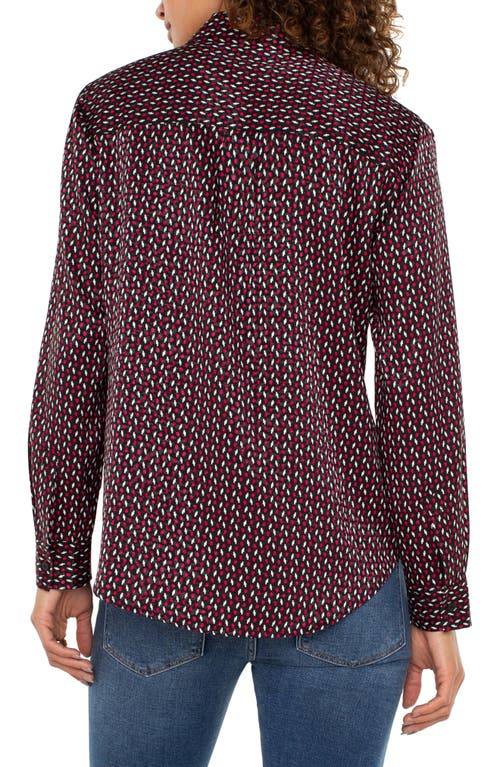 Shop Liverpool Satin Button-up Shirt In Star Ruby Dot