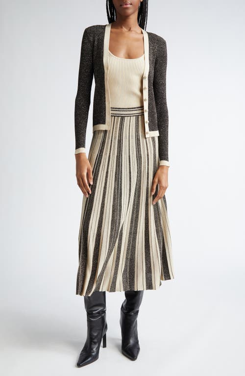 Zimmermann Story 1 Metallic Rib Cardigan In Black/ Gold